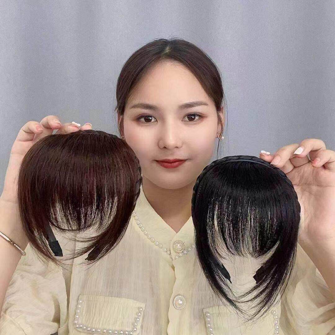 女士补发遮白发时尚网红补发假发片发箍浏海一体真发前额头帘鬓角