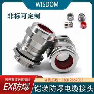 304铠装电缆格兰头EMC金属屏蔽电缆固定防水接头夹紧密封填料函