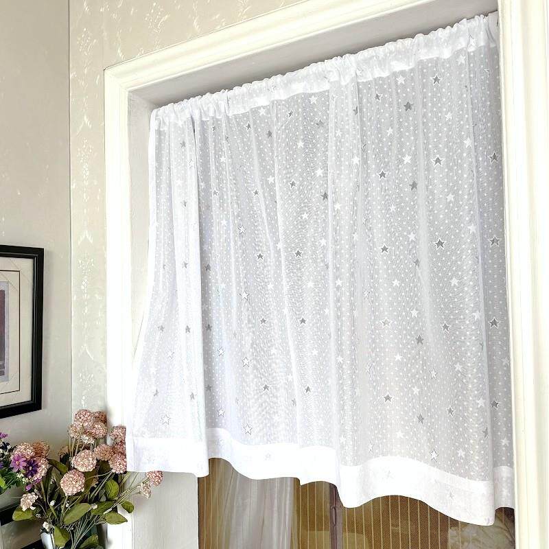采购产品白色成品小窗帘，浴室隔热窗帘，透光和不透明的半窗帘，