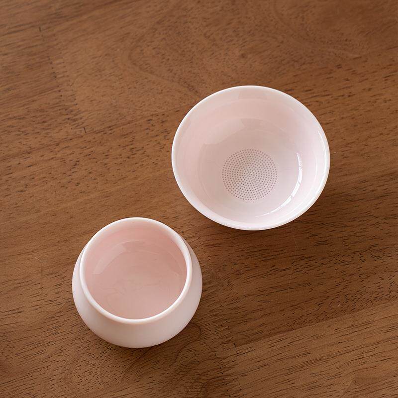 粉色滤网茶漏粉泥茶叶过滤陶瓷茶滤套装功夫茶具泡茶配件茶隔零配