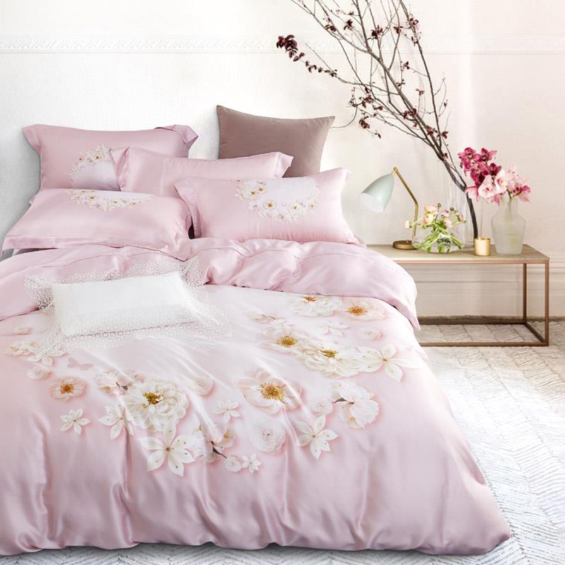 高档20双24夏季件面纯天丝四套3D床上用品床单冰丝滑被套1.春8m床