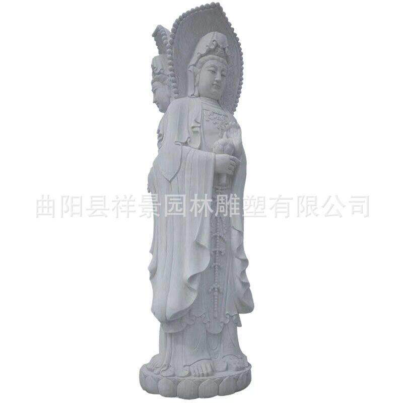 大理石雕三面观音佛像汉白玉地藏王菩萨寺院弥勒佛户外四天王定制