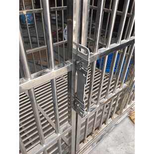 不锈钢狗笼连体撞锁，宠物住院狗笼门锁 双连体碰锁 新款锁