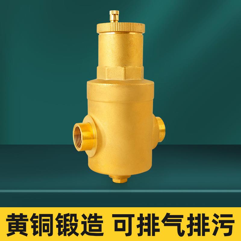 全铜微泡排气阀6分1寸内丝直通加厚过滤排污阀自来水管螺旋泄压阀