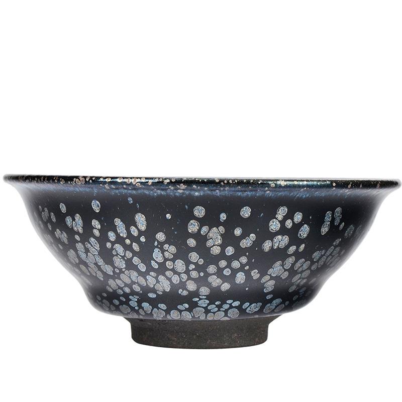 星夜建盏建阳本地铁胎茶碗茶杯主人杯原矿釉黑底油滴茶盏