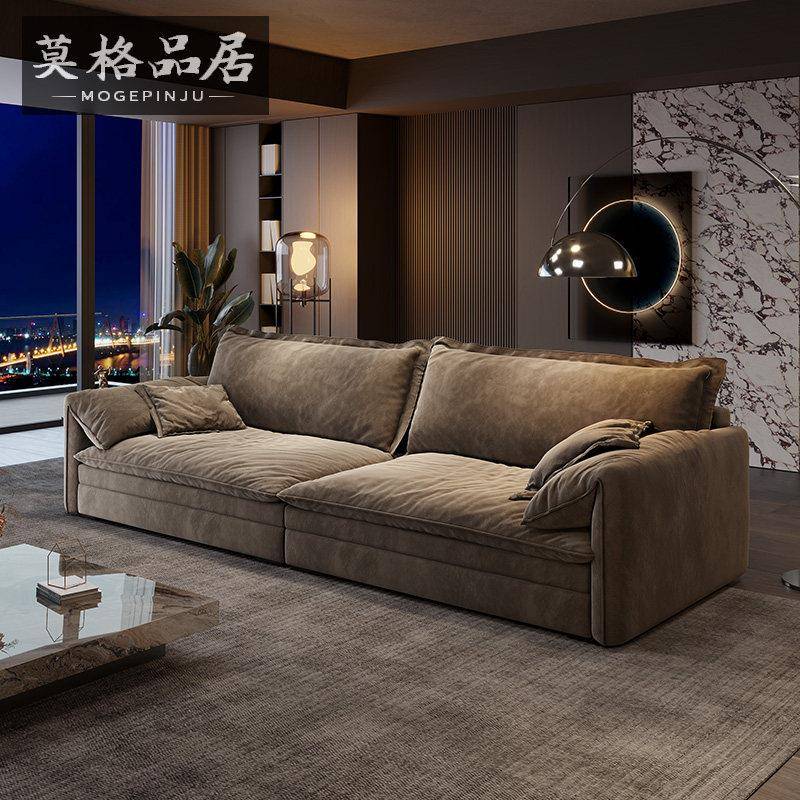 大象耳朵布艺沙发客厅2026新款意式极简超深坐宽乳胶羽绒直排沙发