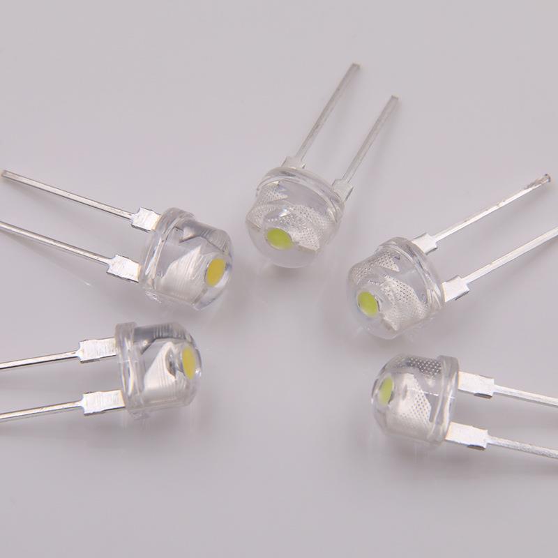 大功率MM帽0.5WLED架草灯珠白光暖白色宽支F8DQR8草帽LED发光二极