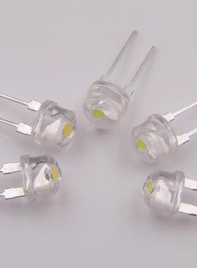 大功率MM帽0.5WLED架草灯珠白光暖白色宽支F8DQR8草帽LED发光二极