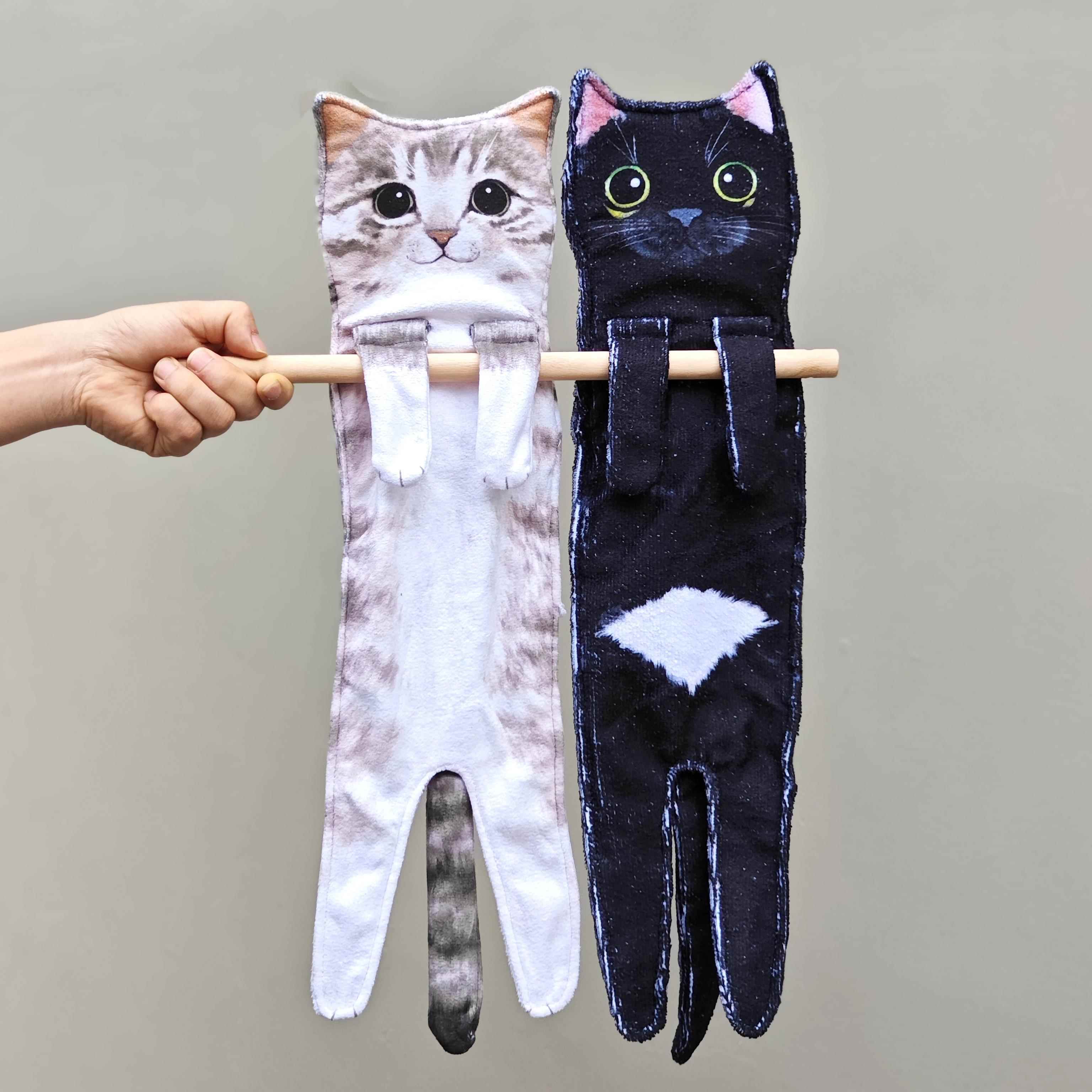 出口岛国 立体逼真整只猫猫毛巾 超细棉纤维吸水巾 洗脸擦手搓背