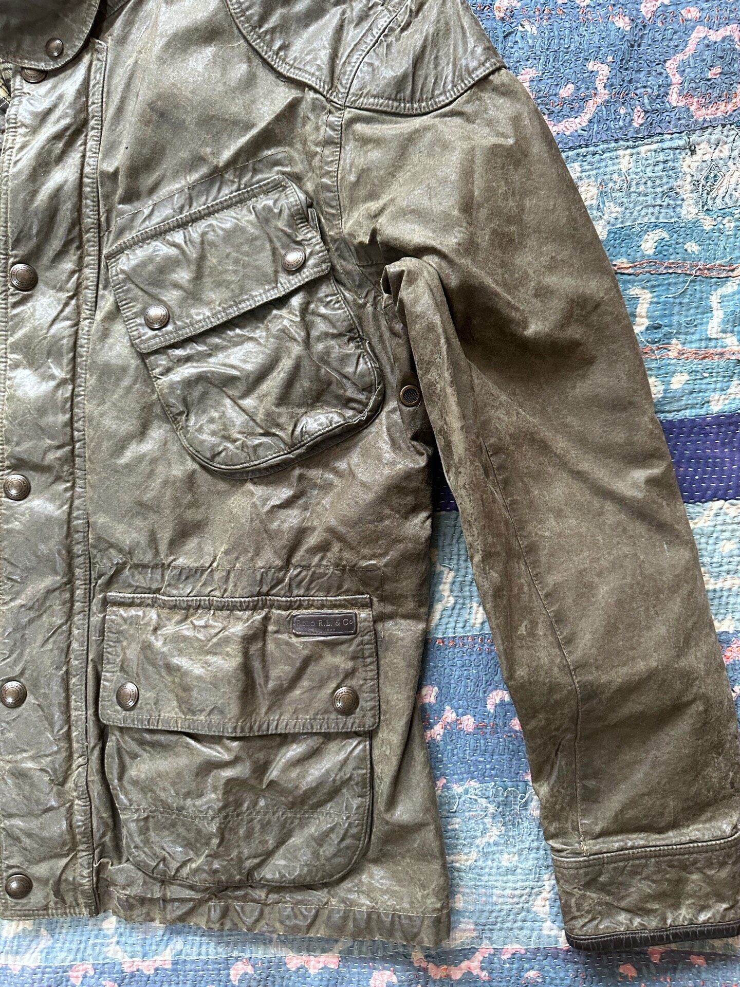 RRL Oiled Wax Motorcycle Jacket — back