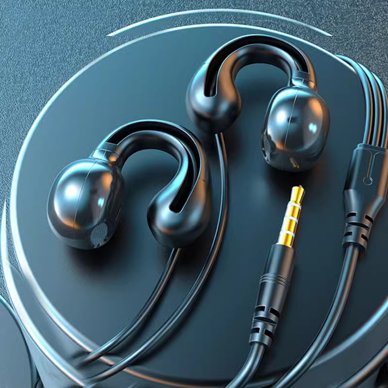 久戴不痛耳机台式电脑笔记本上班办公有线专用夹耳小耳麦带话筒