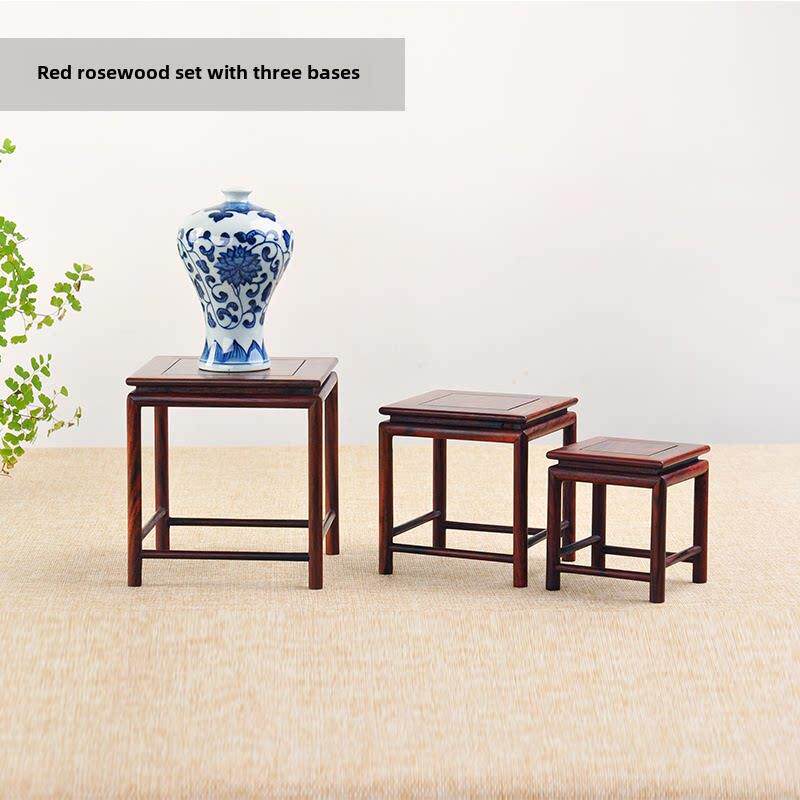 大红木紫檀方形明式茶壶茶具摆件奇石盆景香炉展示木架小花架