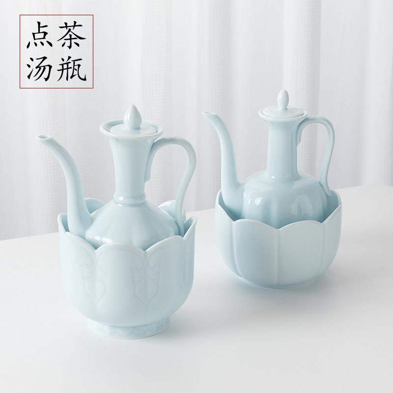 宋代点茶影青宋执壶汤瓶温碗水盂彷宋点茶工具青瓷水壶陶瓷手执壶