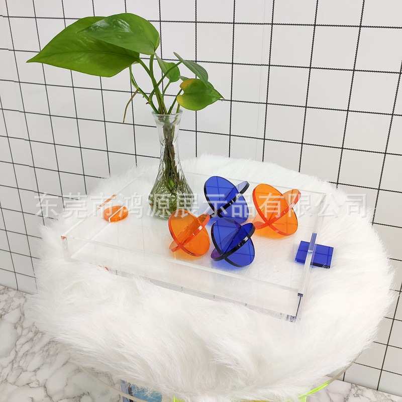 源头工厂 拼色透明亚克力托盘 创意透明款桌面首饰收纳盘 北欧ins