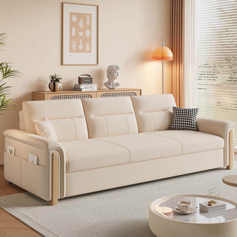 沙发床小户型客厅多功能可折叠两用棉麻布伸缩实木梳化床2024新款