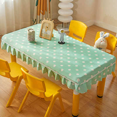 罩蓝圆点白波120粉色小学生点60桌布*长方形课桌定制幼儿园防水套