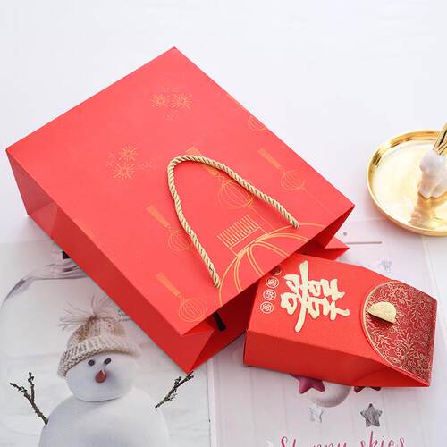 新款直销中国风礼品袋新年喜庆手提袋礼盒包装袋现货红色礼品纸袋