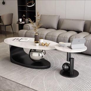 创意网红茶几岩板椭圆形现代轻奢客厅家用茶桌极简小户型新款