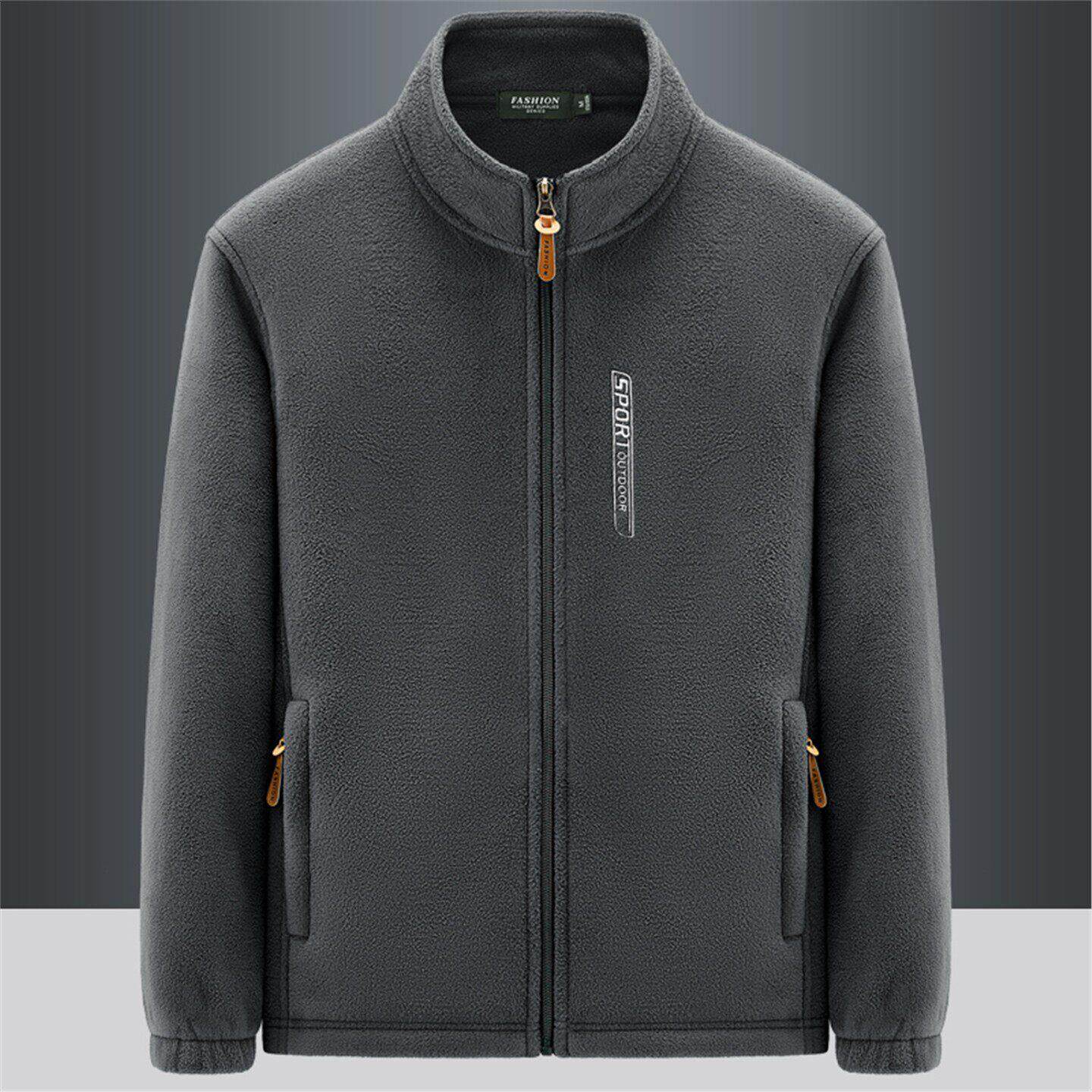 高端秋冬新款摇粒绒外套户外运动加绒加厚抓绒衣男防风开衫卫衣男