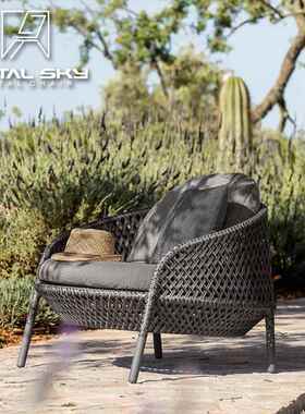 户休T-025藤编桌闲椅单人组外合沙发室外庭三院酒店懒人户外藤椅