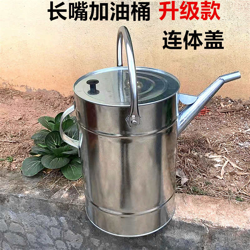 新款长嘴带盖加油桶10升15升20升汽油桶备用油箱白铁加油壶铁油桶