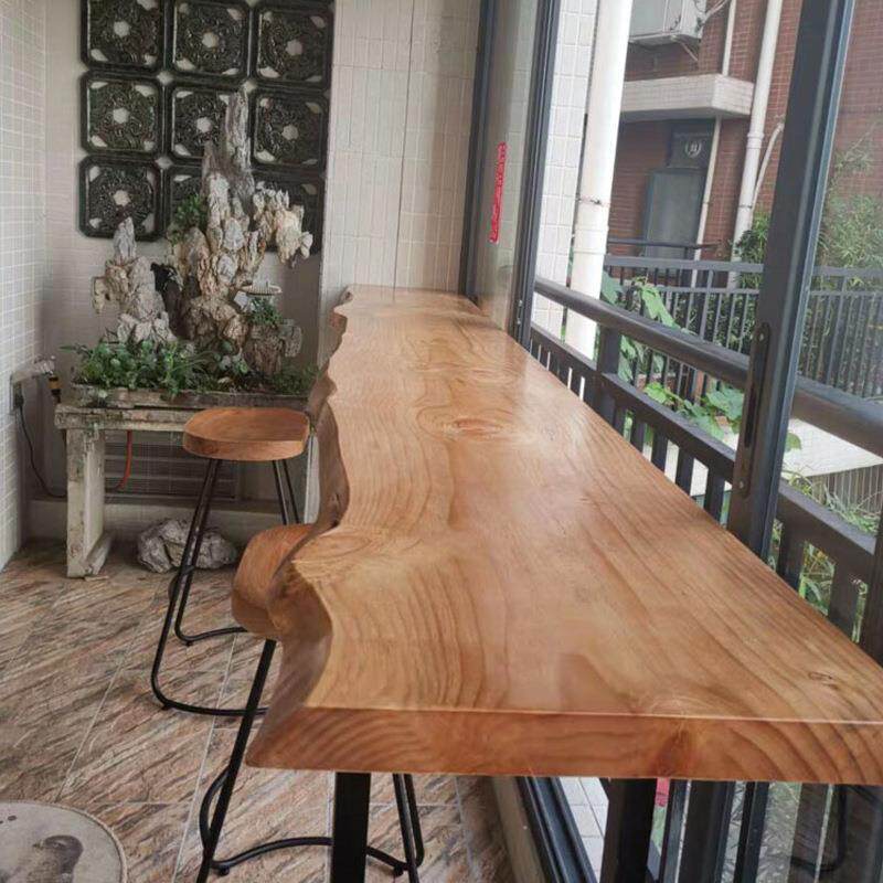 原木实木高脚桌子家用阳台小吧台桌商用靠墙酒吧吧台桌椅高桌窄桌
