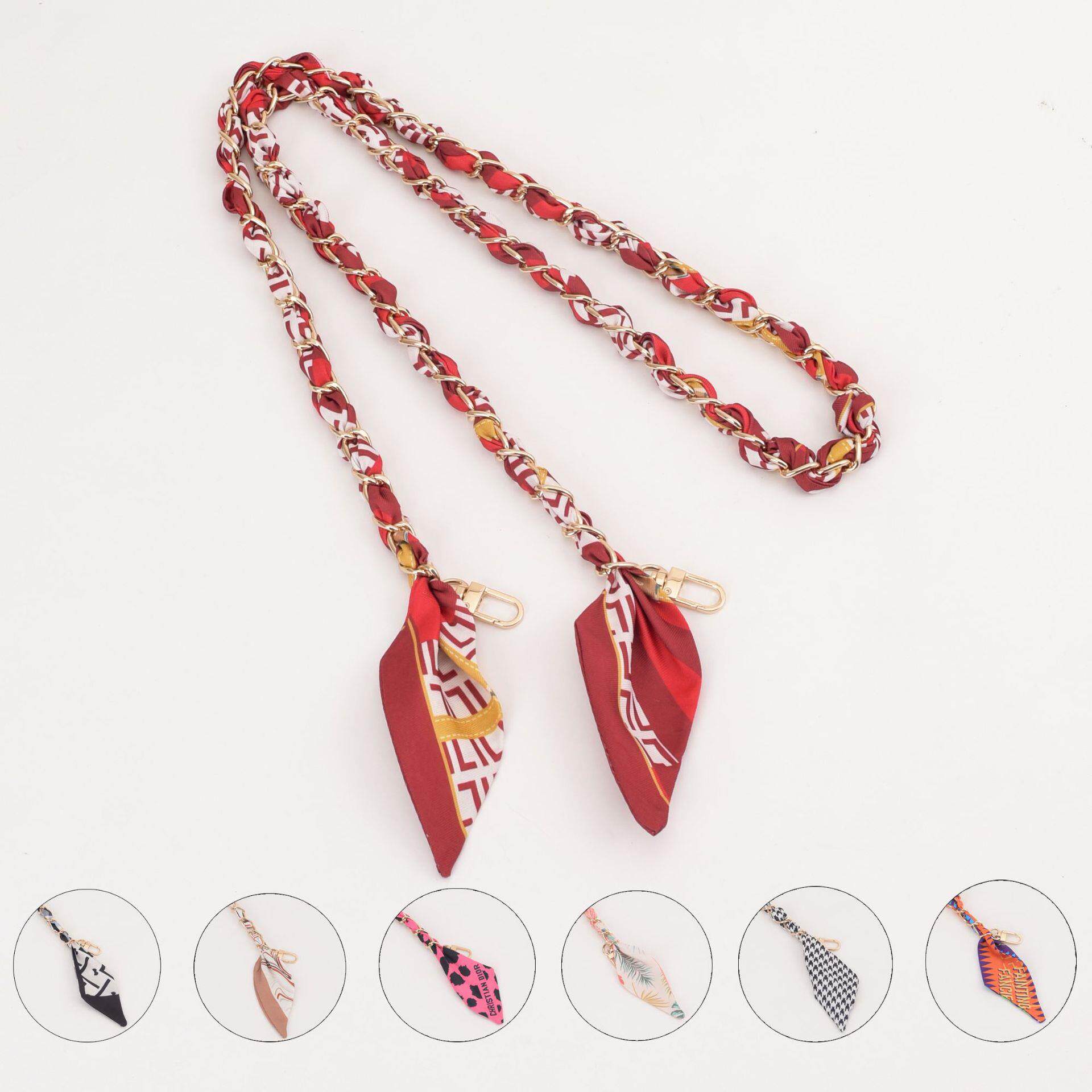 跨境斜挎手机链条丝巾编织手机挂绳吊绳链装饰挂链子手機掛繩