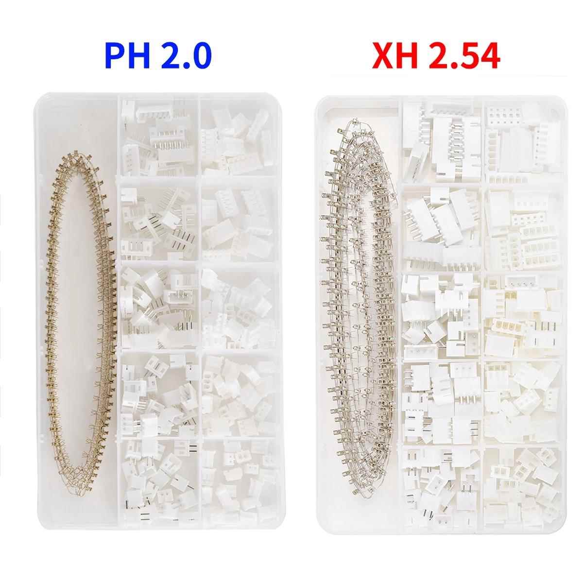 460PCS JST PH2.0mm间距XH2.54MM连接器2/3/4P胶壳底座接插件端子