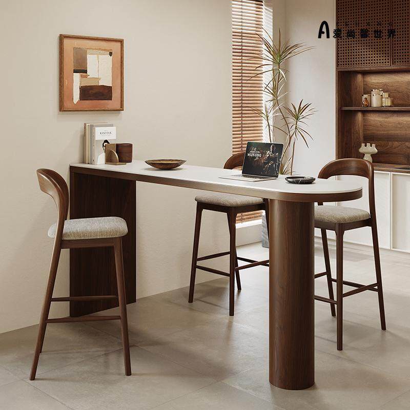 实木沙发边靠墙吧台桌家用客厅隔间长条桌高级感小户型阳台高脚桌