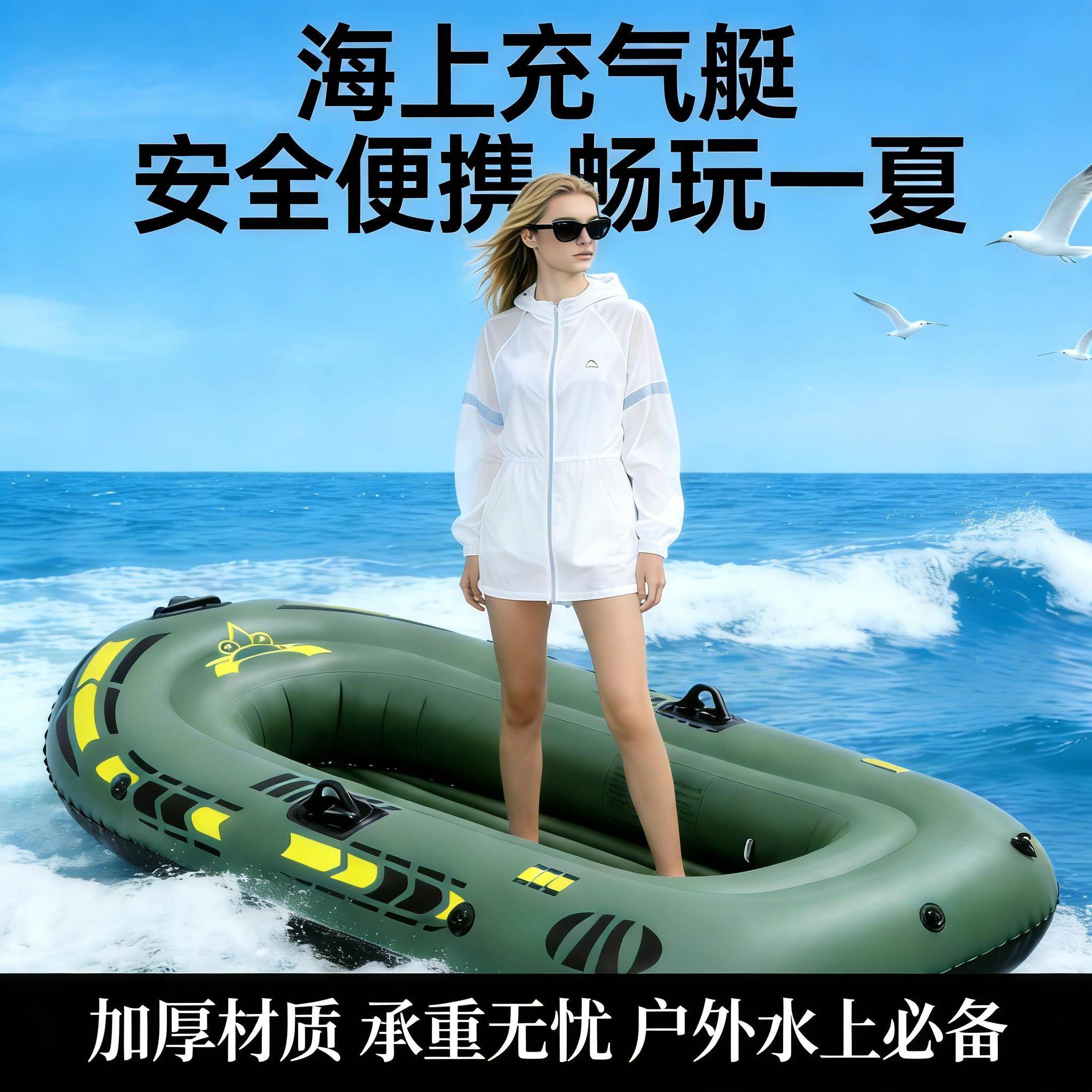 皮艇橡皮艇橡皮艇加厚耐磨2人橡皮艇3人4人皮划艇特厚气垫冲锋舟