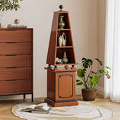 谷及 实木中古金字塔角柜设计感客厅卧室墙角置物架收纳一体柜子