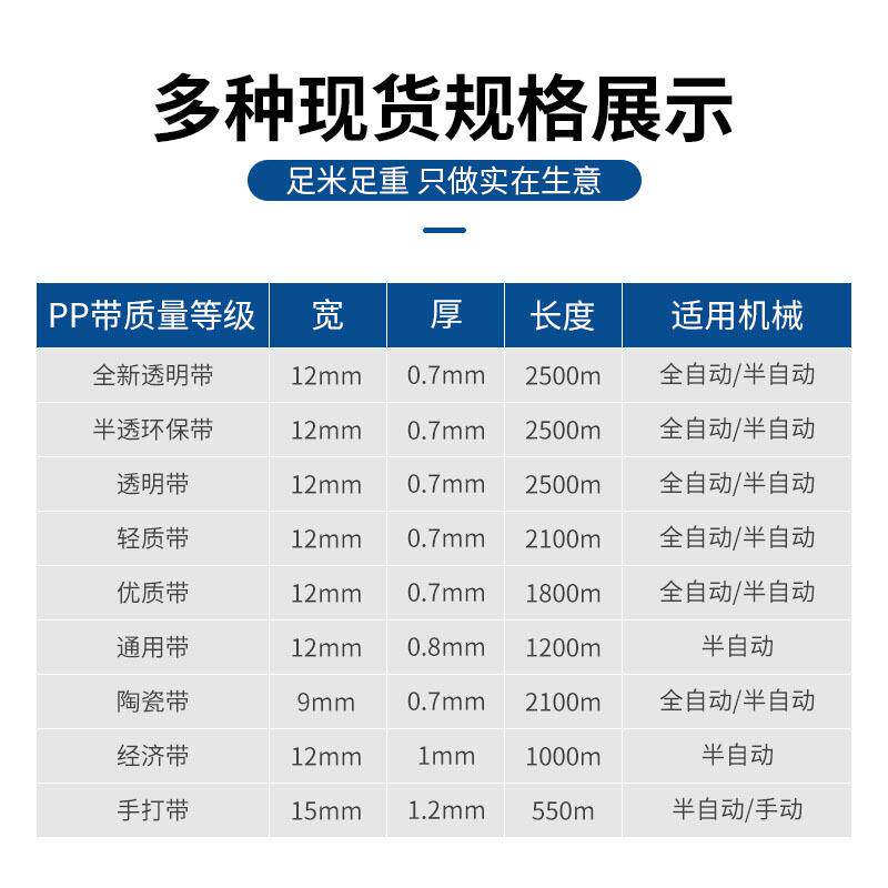 打包带PP热熔包装带全自动半自动用机151工捆经绑带塑料捆手扎带