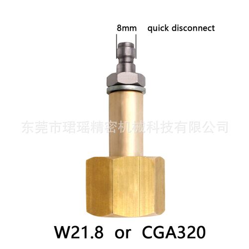 跨境供应CO2二氧化碳CGA320或W21.8接头，带垫圈和8mm气阀