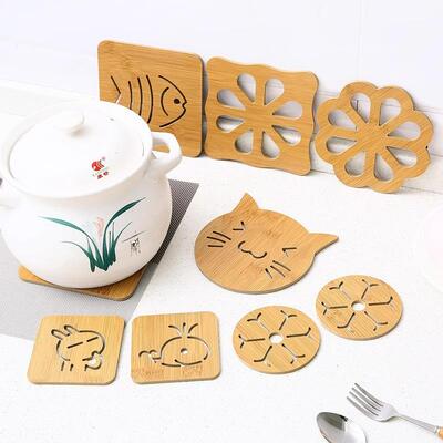 Wooden Coaster with Cartoon Cutout Design, Heat-Insulating a