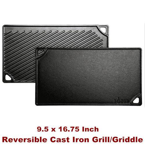 Reversible Cast Iron Grill Griddle Double Burner Griddle Pan