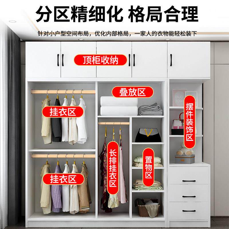 实木生态衣柜家用卧室推加拉门板衣橱简约现代童厚背板儿收纳OXF-