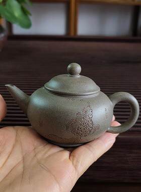 宜兴高档迷你青灰段泥紫砂壶水平壶纯手工小茶壶一人壶茶具 100ml