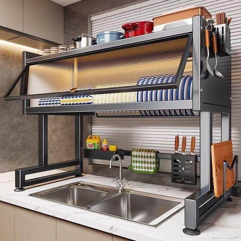 厨房带门水槽置物架家用碗碟收纳洗碗槽水池防尘碗柜多功能沥水架,收纳整理,整理架/置物架/收纳架,淘宝优惠券,粉丝福利购,淘宝优惠卷