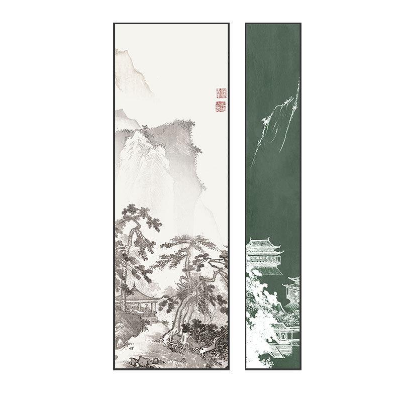 山水画新中式玄关走饰画客厅廊江山如故过装道挂画水门墨国画入户图片