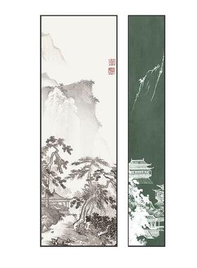 山水画新中式玄关走饰画客厅廊江山如故过装道挂画水门墨国画入户