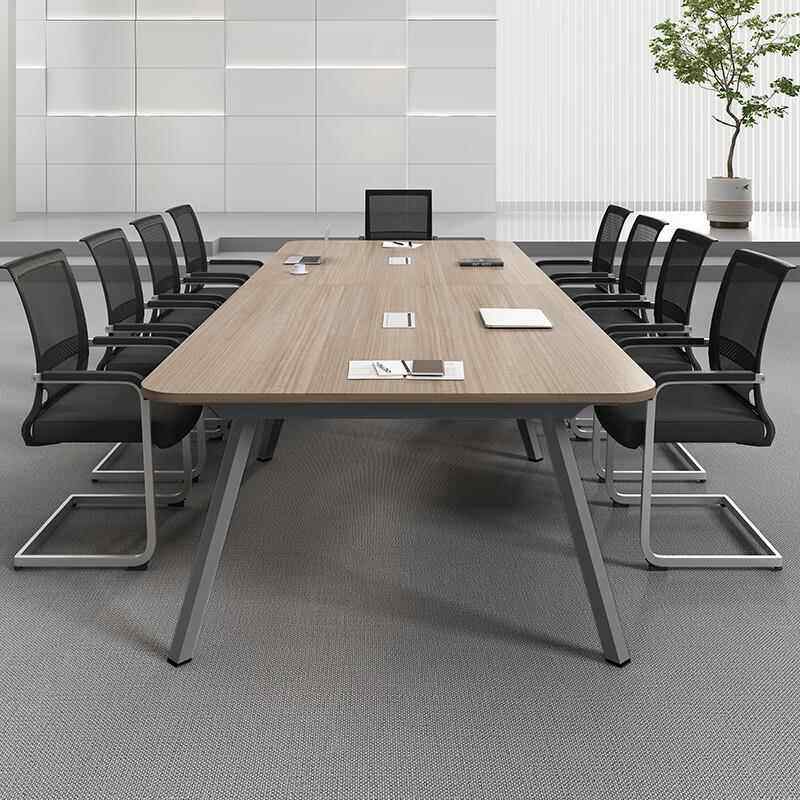 办公室简易弧形会议桌长桌椅组合简约现代洽谈室阅览桌子长方形