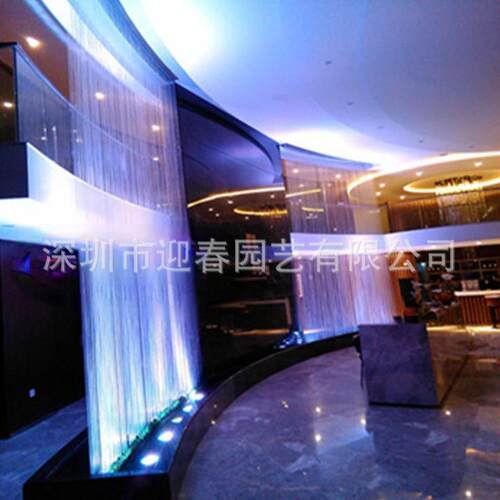 拉线水帘光纤水幕会所酒店室内室外水景瀑布景观装置装饰