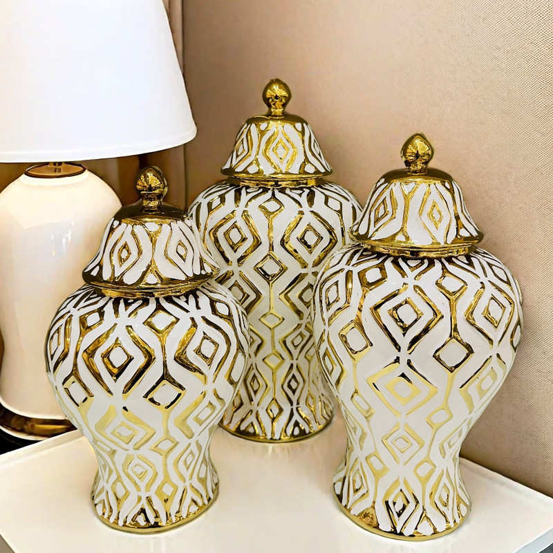 陶瓷装饰高颜值花瓶欧式现代风台面美式高级白高档陶瓷器玄关