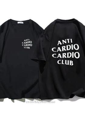 Men Clothes Plus Size Anti Cardio Club T Shirt Gym Life Lett