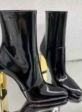 时尚品牌女式短靴Nazha同款靴2024秋冬新款羊毛衬里高跟鞋修身Loo