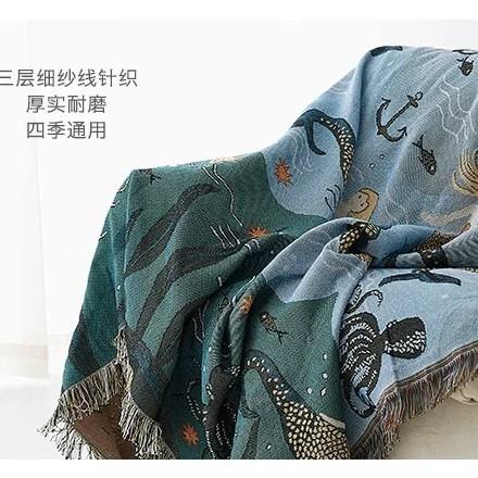 美人鱼沙发巾沙发罩沙发套保护罩单双人线毯全盖防滑布艺棉线包邮