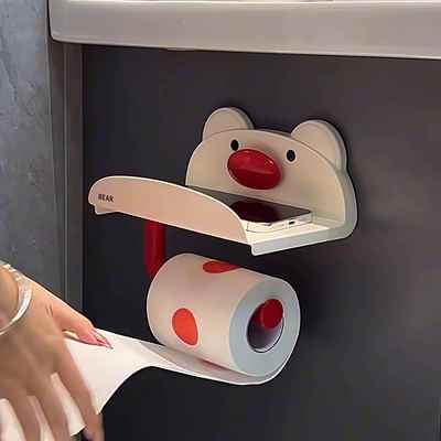 可爱吸盘纸巾置物架卫生间壁挂式湿巾收纳架卫生纸厕纸架卷纸架