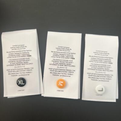 服饰领标男女装内衣高密织标鞋帽水洗商标尺码对折布标水洗标