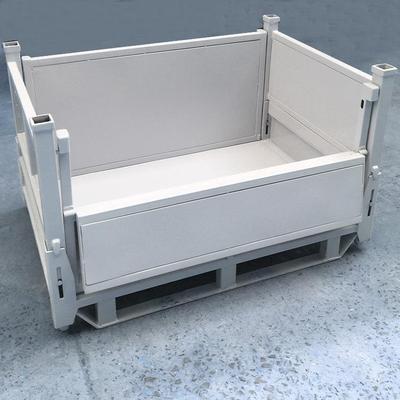 仓储货架盛放汽车零部件载重1吨单面带门可堆垛铁板箱料架