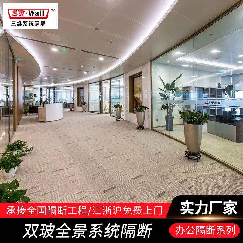 双玻全景系统隔断室外写字楼玻璃隔音墙办公室玻璃隔断墙